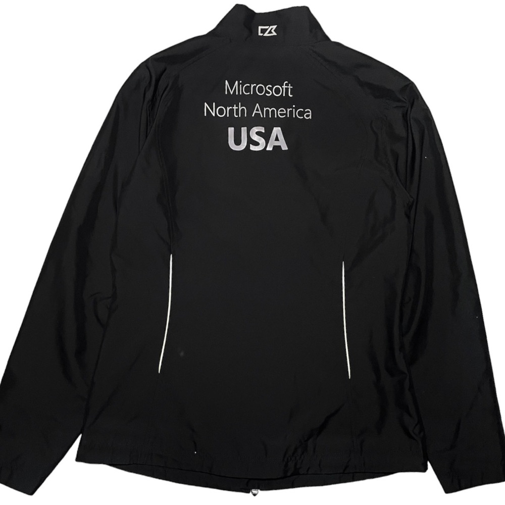 MICROSOFT North America USA Canada Jacket Womens Large Waterproof Black Full Zip
